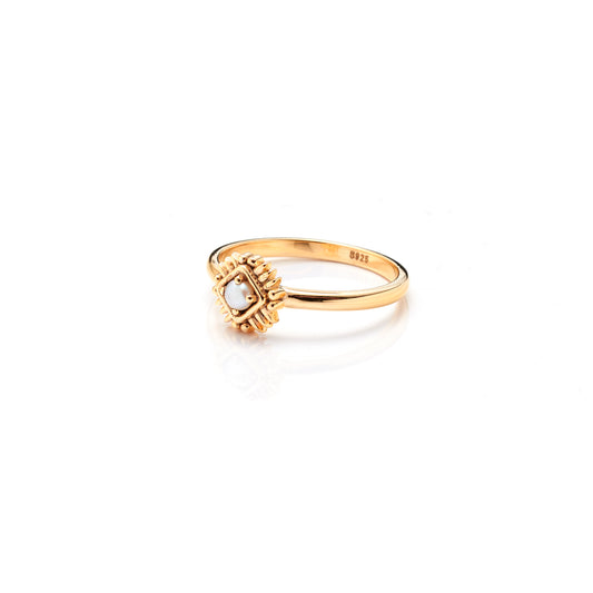 Petite Perle Ring By Silk & Steel - Pearl/Gold
