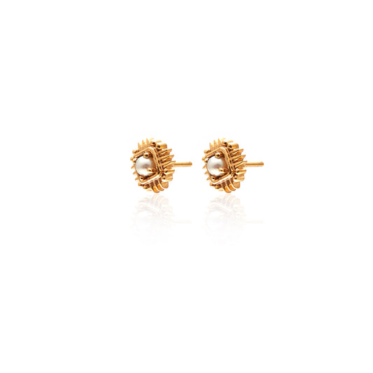 Petite Perle Earrings By Silk & Steel - Pearl/Gold