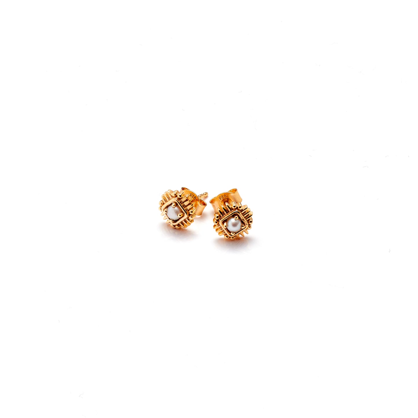 Petite Perle Earrings By Silk & Steel - Pearl/Gold