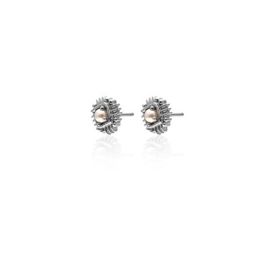 Petite Perle Earrings By Silk & Steel - Pearl/Silver