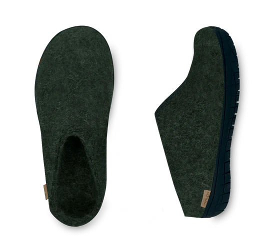 The Slip On with Rubber Sole By Glerups - Forest/Blk