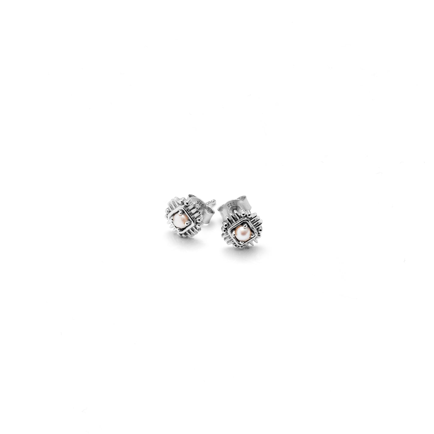Petite Perle Earrings By Silk & Steel - Pearl/Silver