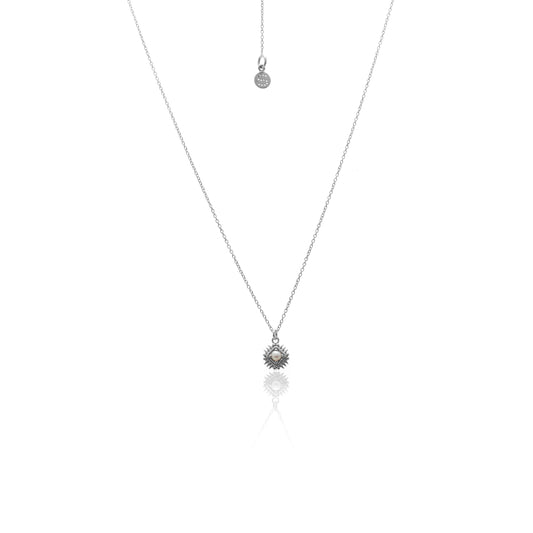Petite Perle Necklace By Silk & Steel - Pearl/Silver