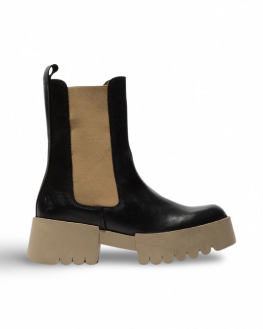 Erel Boot By Fly London - Black/Taupe