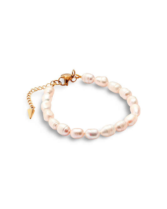 Blanc Bracelet By Silk & Steel - Pearl/Gold