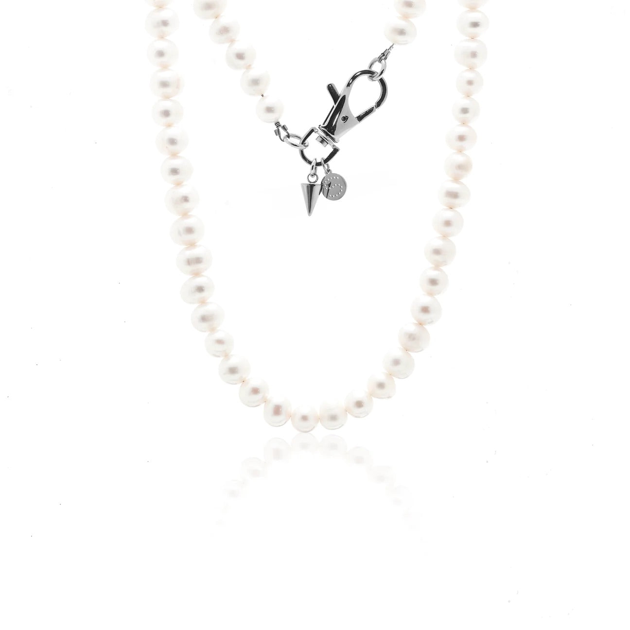 Perla Necklace By Silk and Steel - Pearl/Silver