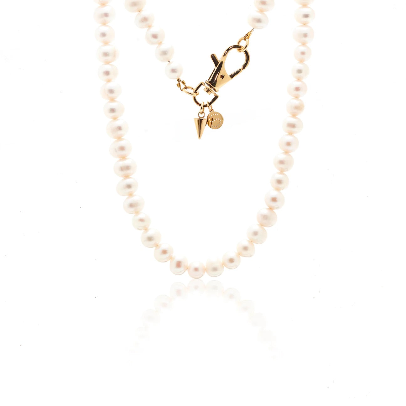 Perla Necklace By Silk and Steel- Pearl/Gold