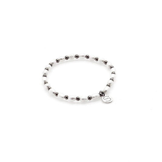Amalfi Bracelet By Silk and Steel - Pearl/Silver