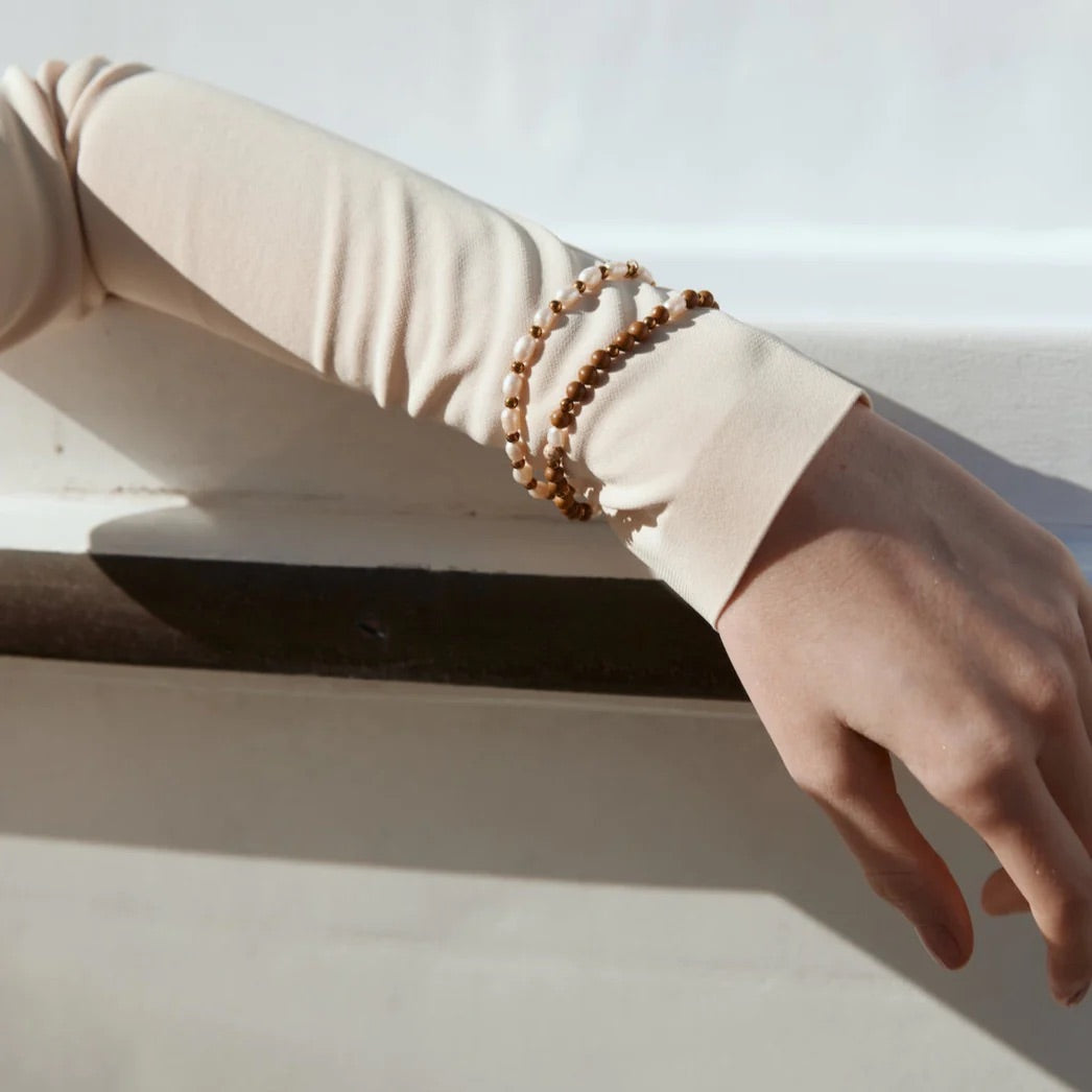 Amalfi Bracelet By Silk and Steel - Pearl/Silver