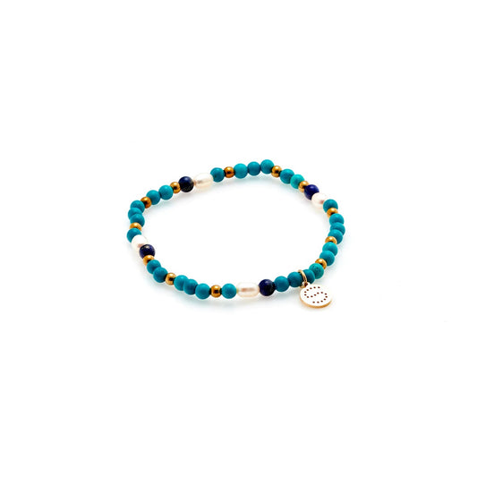 Sorrento Bracelet By Silk and Steel - Turquoise/Gold