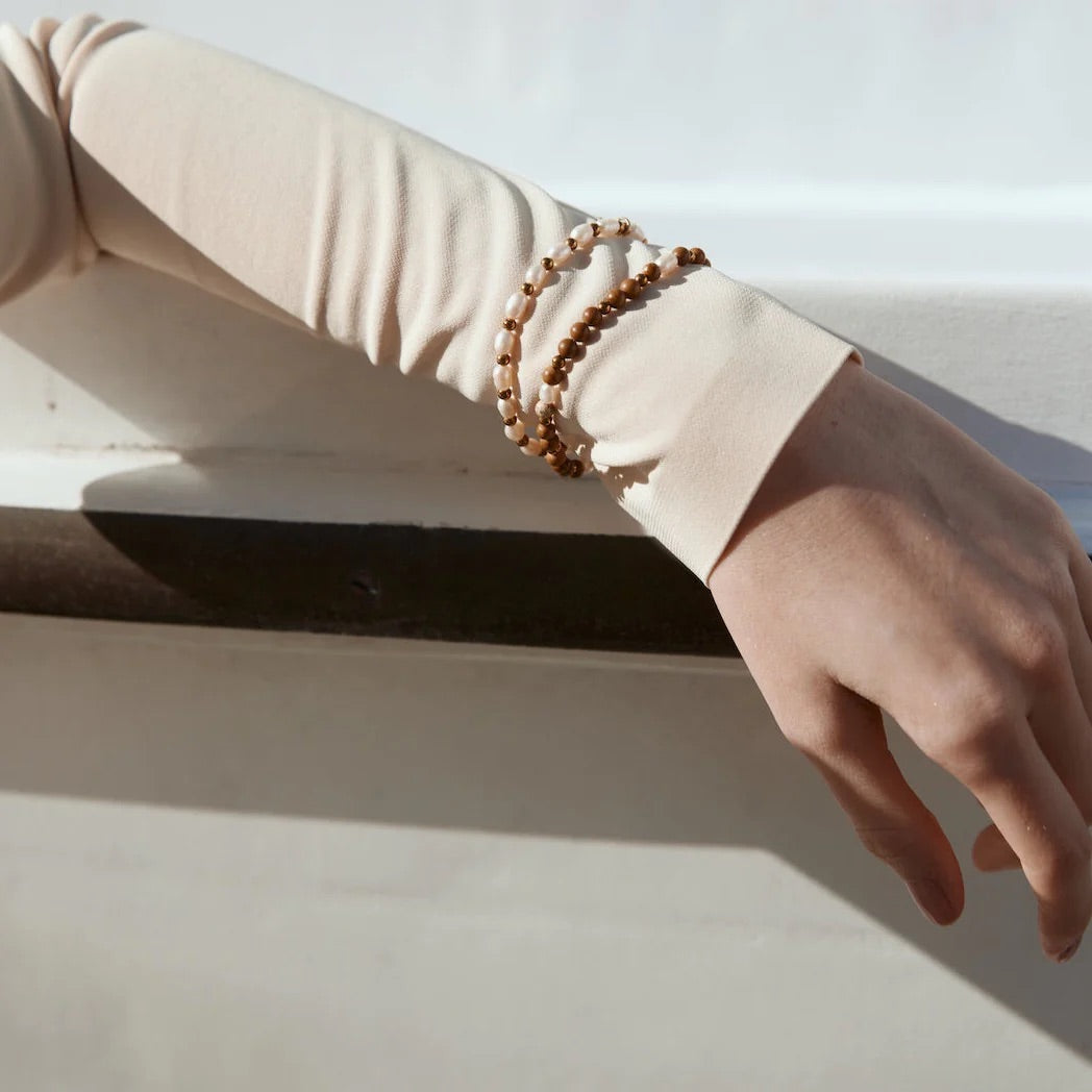 Gia Bracelet By Silk and Steel - Woodgrain/Gold