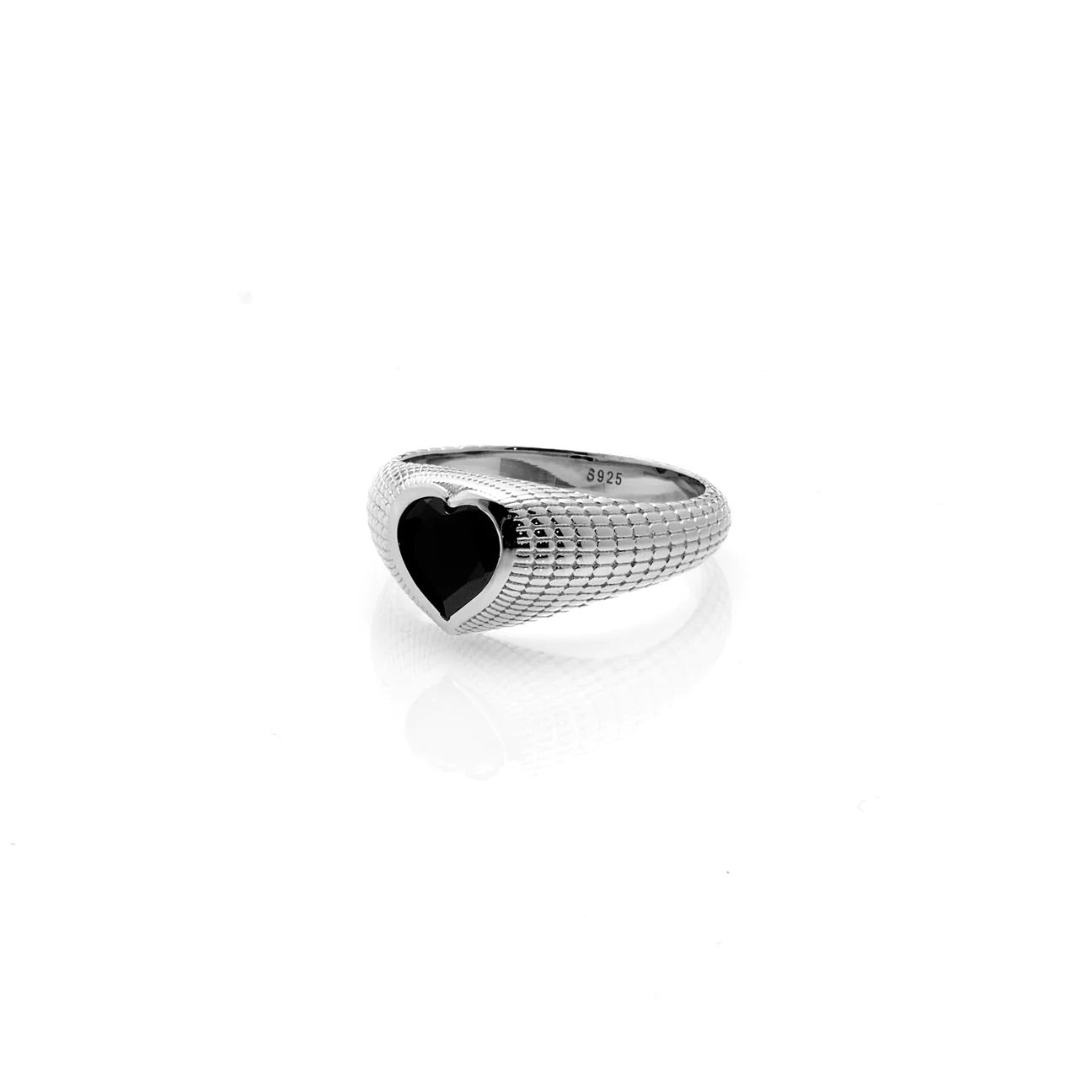 Romantique Signet Ring By Silk & Steel - Black/Silver