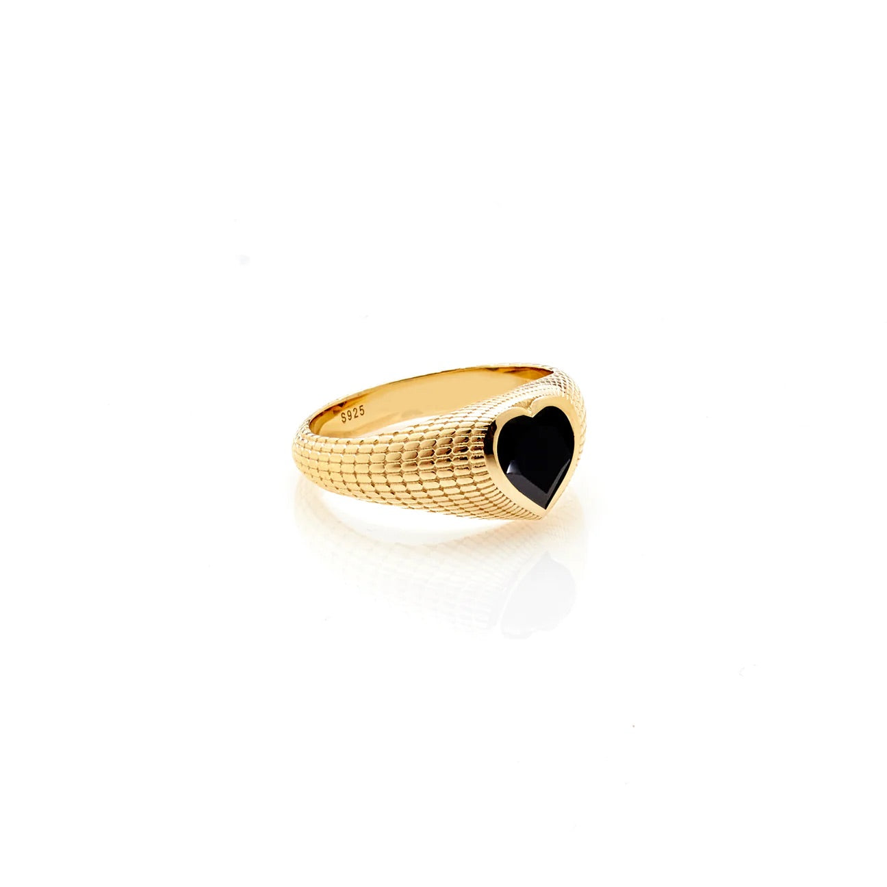 Romantique Signet Ring By Silk & Steel - Black/Gold