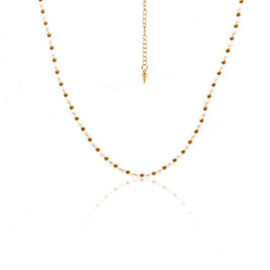 Amalfi Necklace - Pearl + Gold  By Silk & Steel