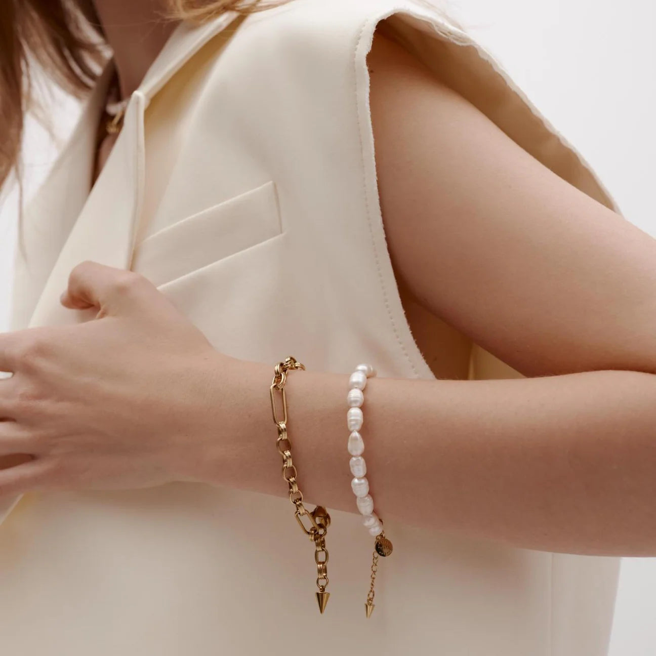 Blanc Bracelet By Silk & Steel - Pearl/Silver