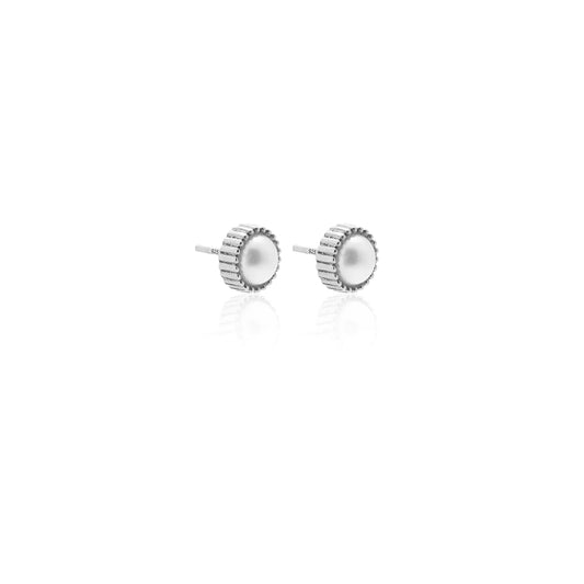 Radiant Pearl Studs - Silver By Silk & Steel