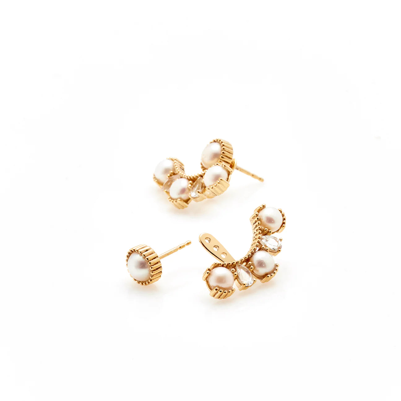 Radiant / Ear Jackets / Pearl + Gold By Silk & Steel