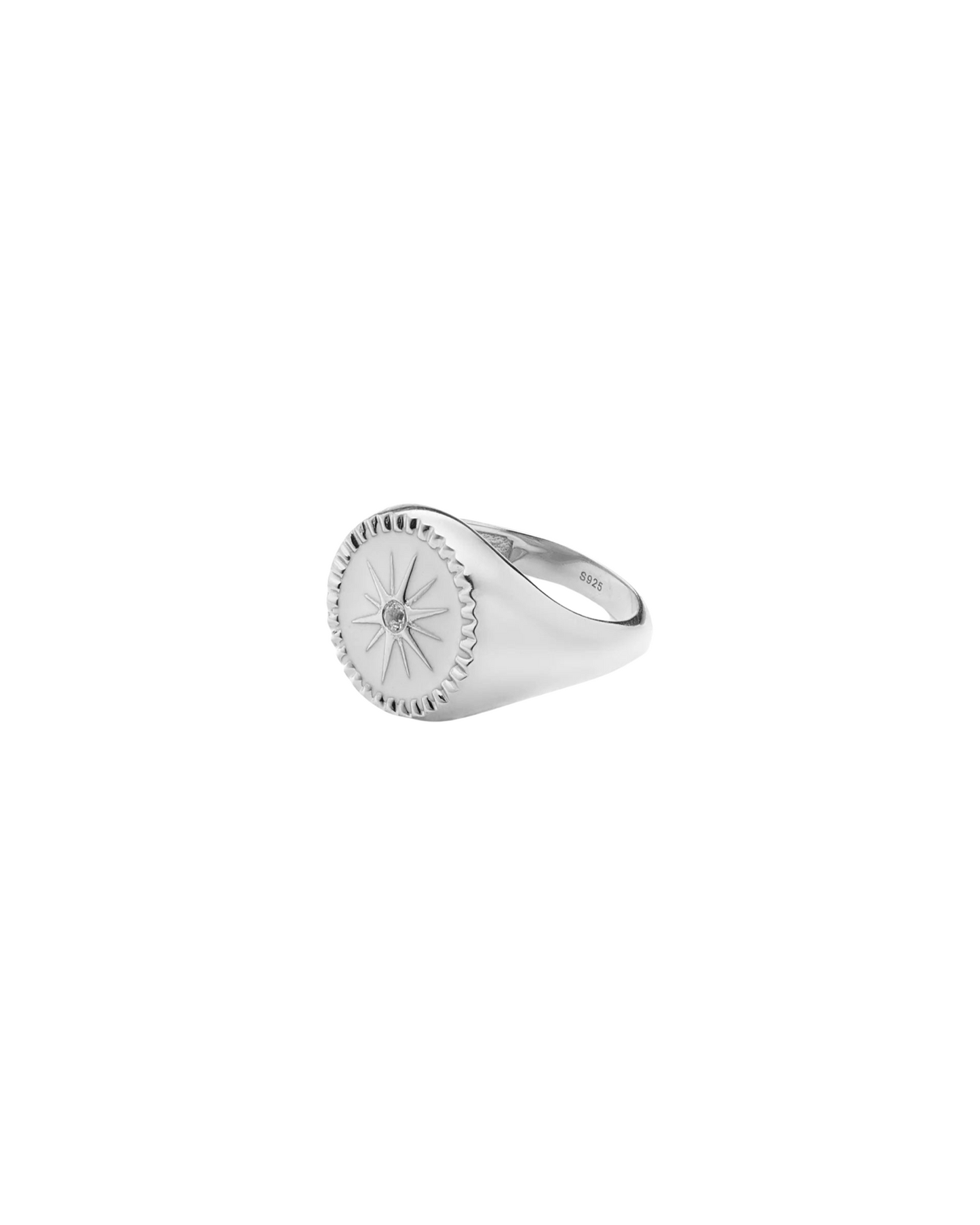Guiding Star Signet Ring Silver By Silk and Steel