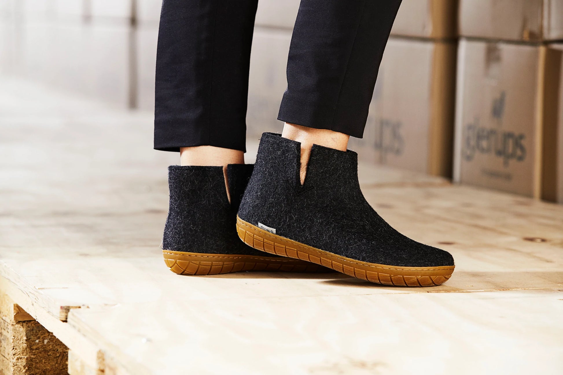 The Boot with Rubber Sole By Glerups Charcoal SHOO NZ