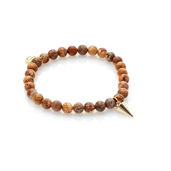 All for One Bracelet By Silk and Steel - Picture Jasper/ Gold