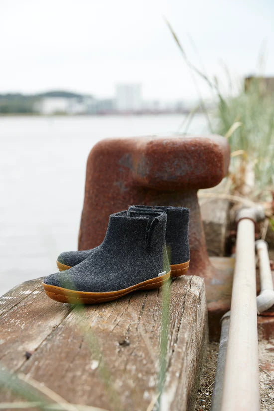 The Boot with Rubber Sole By Glerups - Charcoal
