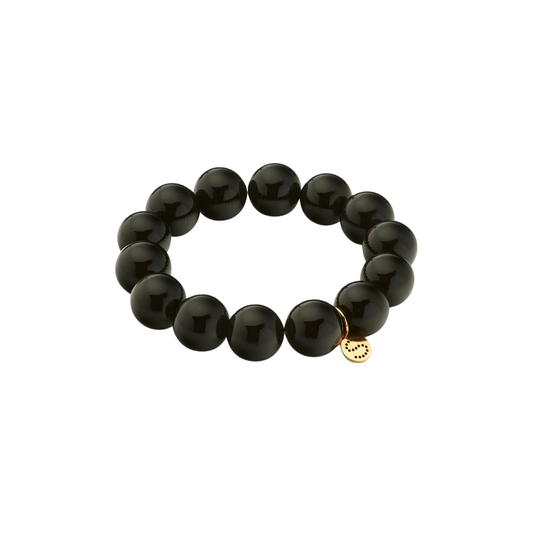 Luna Bracelet Onyx By Silk and Steel - Gold